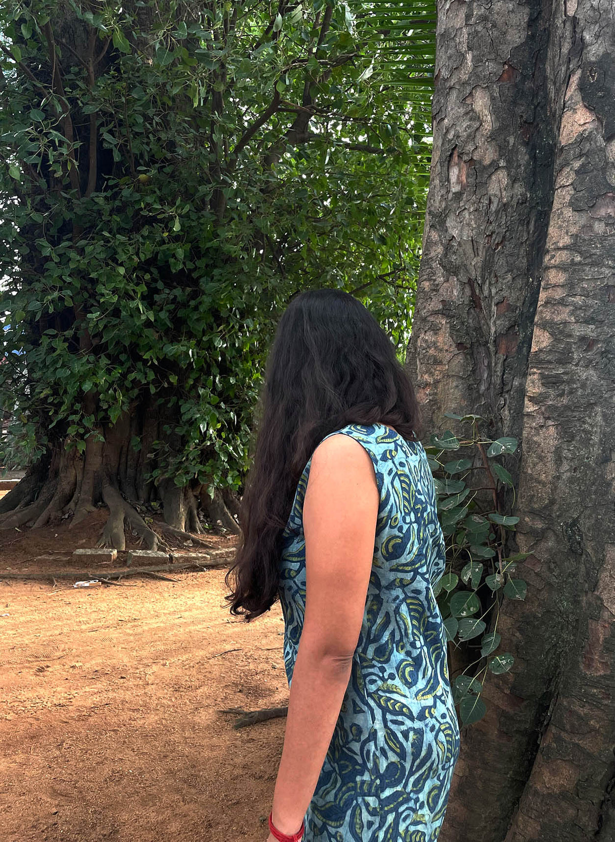 Mor Marbling line dress // Block Print Mulmul