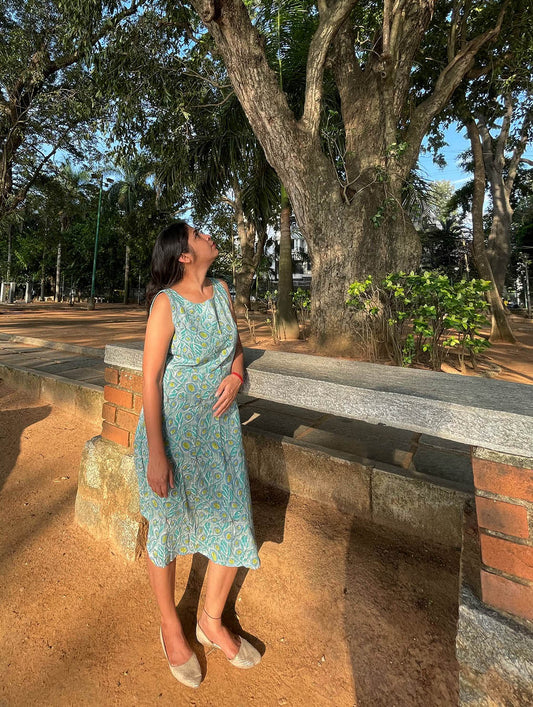 Ocean  //  Kali Dress // Kantha Block Print