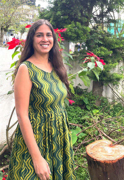 Jhilmil Frill Frock // Ajrakh Block Printed