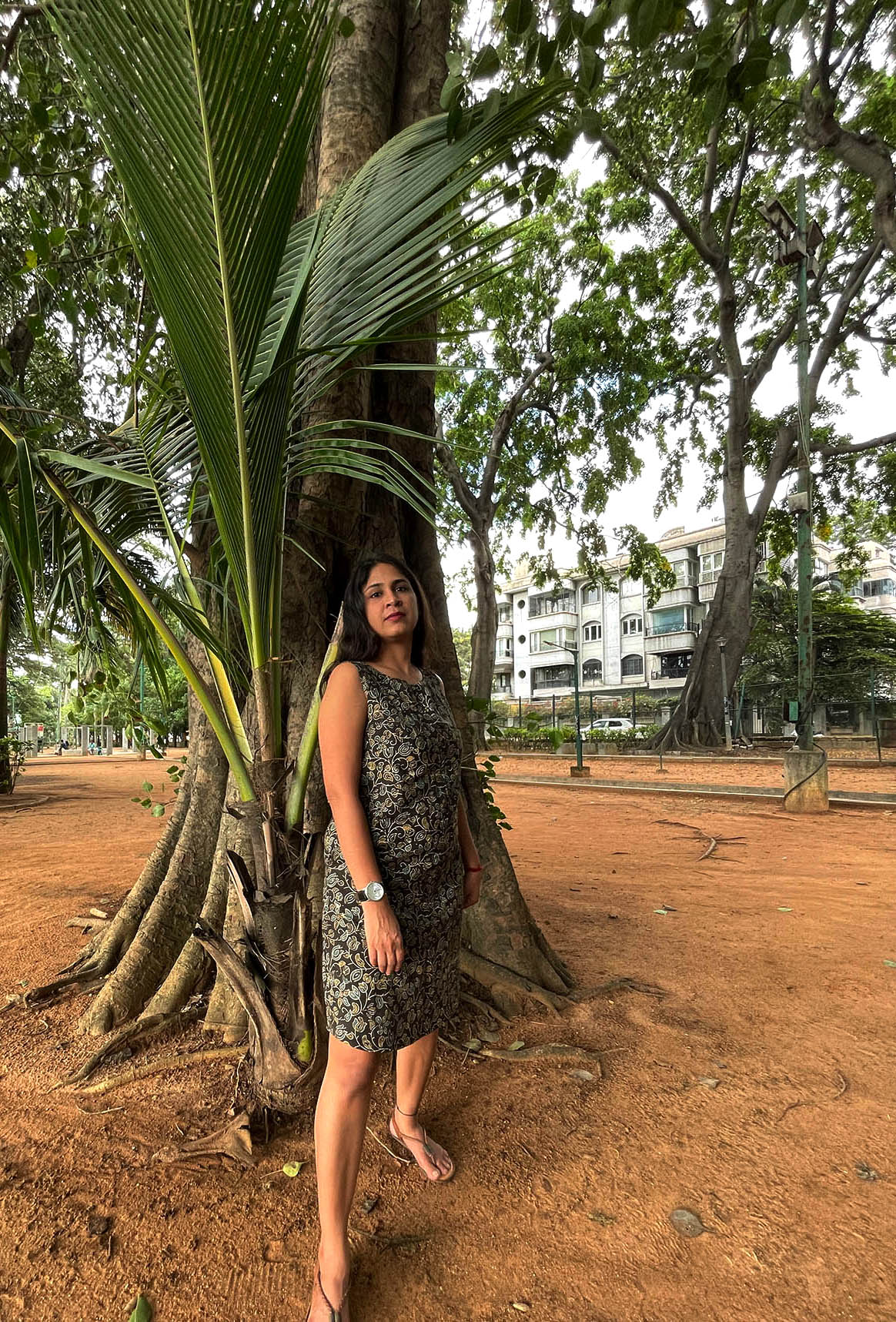 Olive Line Dress // Block Print Mulmul