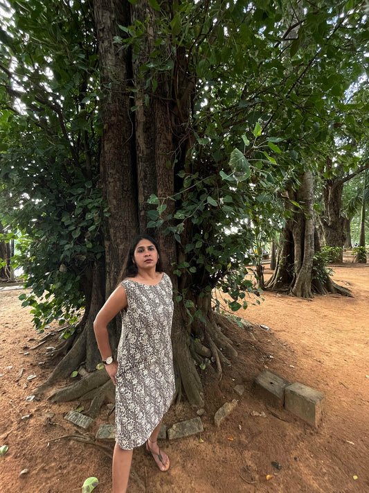 Driftwood Floral Dress // Block Print Mulmul