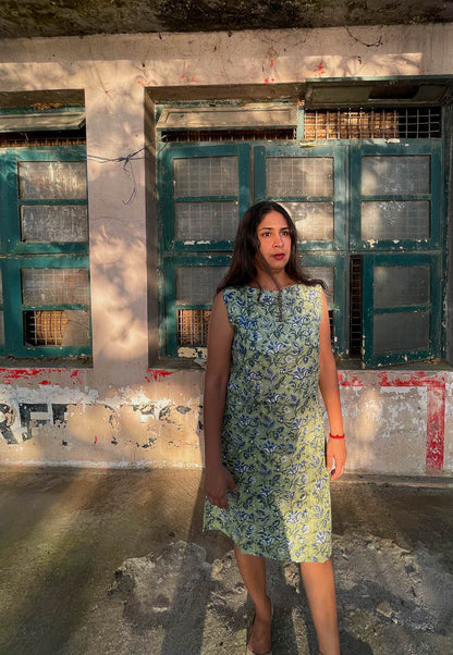 Carribean Line Dress // Block Print Mulmul