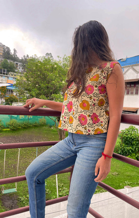Chulbul // Block Printed Kantha Crop Top